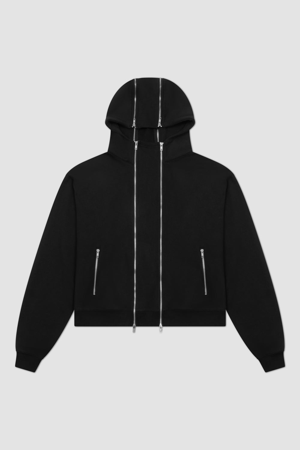 Black Double Zip Hoodie
