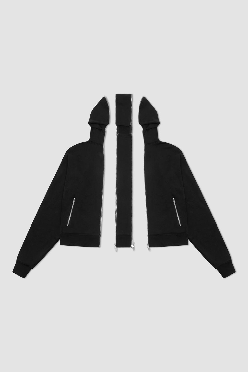 Black Double Zip Hoodie