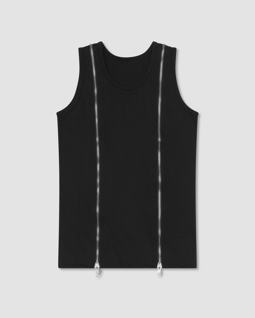 Black Double Zip Tank Top