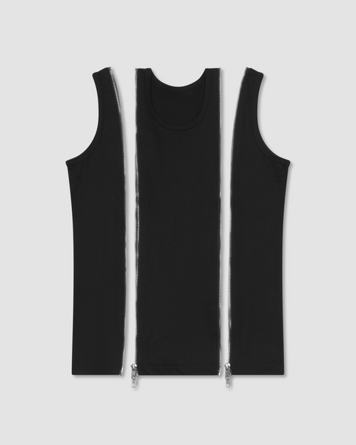 Black Double Zip Tank Top